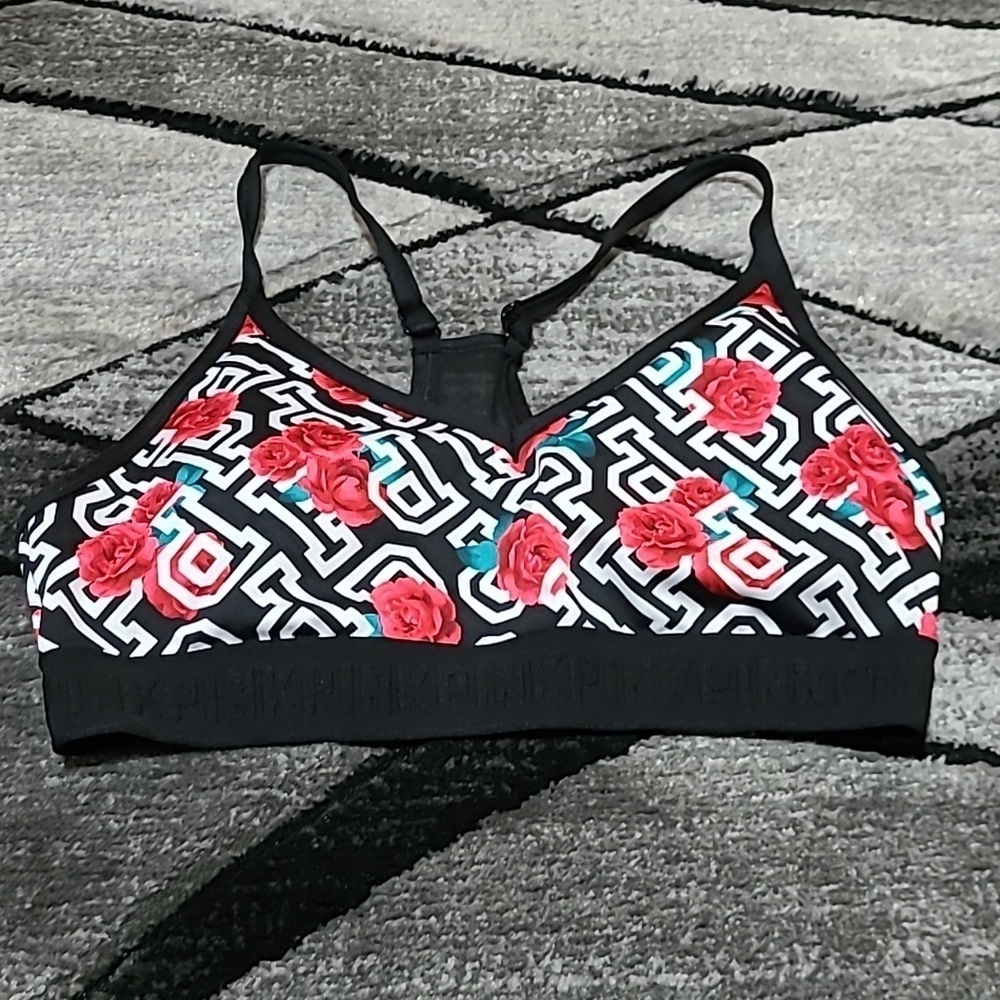 VS PINK 2018 ROSE LOGO MESH ULTIMATE RACERBACK SPORT BRA